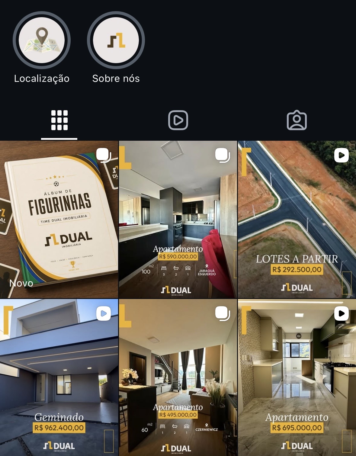 Feed do Instagram @dual_imobiliaria
